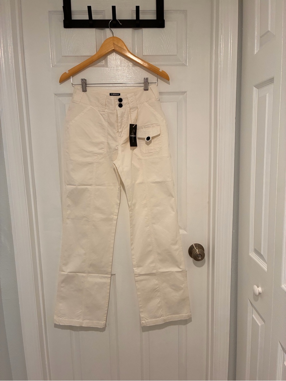 Utility Wide-Leg Jeans in Cream. XS runs big.